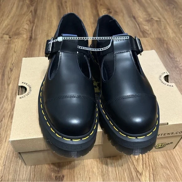 DR MARTENS Bethan black leather platform oxfords shoes women’s 7 new - Picture 2 of 8